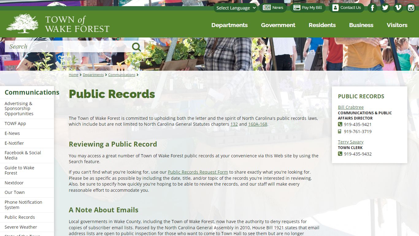 Public Records | Town of Wake Forest, NC